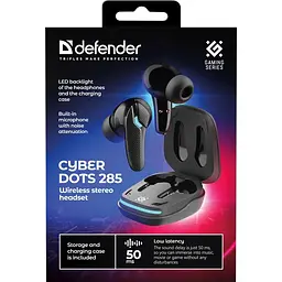 Навушники бездротові TWS ігрова Defender CyberDots 285 Bluetooth чорна - мініатюра 7