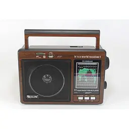 Радіоприймач-колонка коричневий на акумуляторі MP3 GOLON RX 9966UAR - мініатюра 2