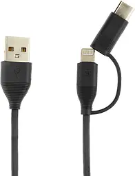 Кабель TOTU LI11 Fruitfull-Series 3 in 1 Cable 0.25m Black - мініатюра 2