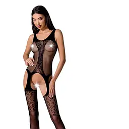 Бодістокінг Passion з імітацією панчіх і ажурною вставкою BS072 Black