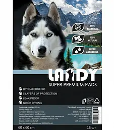 Гігієнічні пелюшки для собак Landy Super Premium Pads 60 х 60 см 15 шт. - мініатюра 1