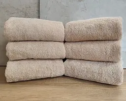 Набір турецьких махрових однотонних рушників Zeron 6 штук 50х90 Beige щільність 500 г/м2 - мініатюра 3