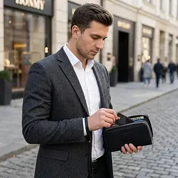 Чоловічий клатч на два відділення з натуральної шкіри ST Leather 22531 чорний - мініатюра 2