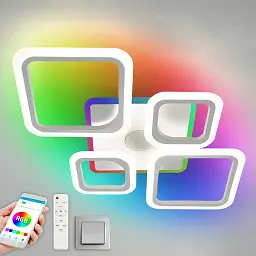 Смарт люстра з колонкою керована світлодіодна OVAL RGB MUSIC 5S 85 Вт 725x460x80 мм Бiла ESLLSE