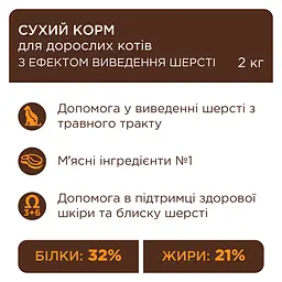 Сухий корм Club 4 Paws Premium для дорослих котів з ефектом виведення шерсті із травного тракту, з куркою, 2 кг - мініатюра 4