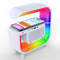 Акумуляторний нічник G-Smart G30 RGB з годинником, Bluetooth колонкою та зарядкою для телефону - мініатюра 5