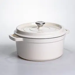 Кокотниця чавунна емальована 4,5 л, бежевий Yongkang HP-FLG-4 WHITE - мініатюра 6