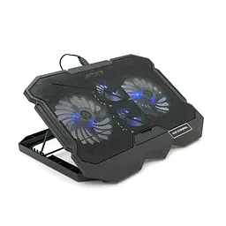Підставка під ноутбук IceCoorel K22, 10-17", 2*125мм+2*70мм 2600±10% RPM, корпус пластик+алюміній, 385x280x28mm, Black, Box, Q10