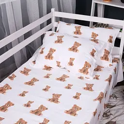 Комплект постільної білизни MirSon Фланель 017 Teddy білий полуторний (2200009655548) - мініатюра 2