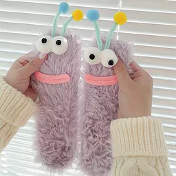 Шкарпетки дитячі зимові у вигляді бузкової гусениці One Size 4239 - мініатюра 2