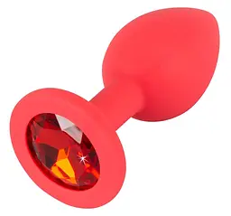 Анальна пробка з кристалом Colorful Joy Jewel Red Plug Small 7.2 см (червоний) - мініатюра 3