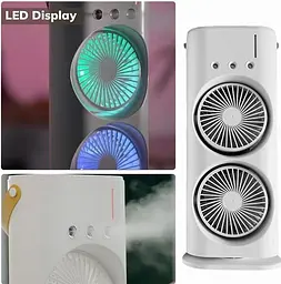 Вентилятор настільний No Brand Double-ended Spray Fan подвійний з охолодженням LED підсвічування без пульта ДУ Білий (2104618552) - мініатюра 4