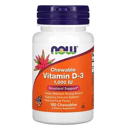 Вітаміни та мінерали NOW Vitamin D3 1000 IU, 180 жувальні таблетки