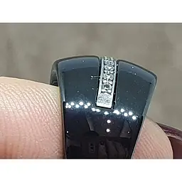 Срібне кільце Aurora з керамікою і фіанітами. С1107Ч 16,5 - мініатюра 5
