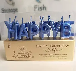 Свічки для торта "Happy Birthday" набір букв сині, декоративні свічки напис для дня народження, святкові свічки букви - мініатюра 3