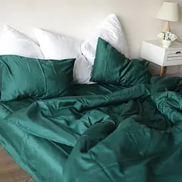 Комплект постільної білизни Emerald сатин 100% бавовна темно-зелений смарагд - мініатюра 3