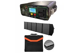 Акумуляторний інвертор 300 W 18 Ah, зарядна станція з розеткою 220 V та сонячною панеллю 45 W UKC EP-3018