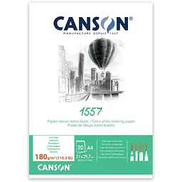 Склейка для рисунку Canson 1557 А4 (21х29,7см) 180г/м2 30л білий колір 