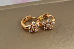 Сережки дитячі Xuping Jewelry зірочки з круглою серединкою 6 мм золотисті
