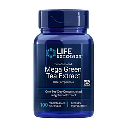 Екстракт зеленого чаю Life Extension Mega Green Tea Extract Decaffeinated, 100 вегакапсул без кофеїну