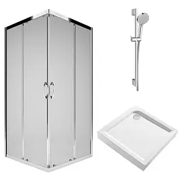 Душова кабіна Kolo Rekord 90x90 з піддоном PKDK90222003+XBK1690000+26275000, Хром, прозорий, хром