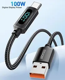 Кабель ESSAGER Enjoy LED Digital Display USB Charging Cable 7 A USB A Type C 2 м Black (EXCT-XYA01-P) - мініатюра 2