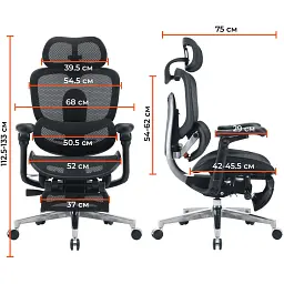 Офісне крісло Sihoo C500 V2, Black, з підставкою для ног (C500-V2-B101-JT) - мініатюра 12