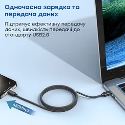 Кабель Choetech XCC-1052 Black USB-C to USB-C Magnetic PD3.1 240W 1.2m (43-00129) - мініатюра 7