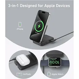 Бездротовий зарядний пристрій Anker MagGo 3-in-1 Qi2 Black (A2918) [162989] - мініатюра 7