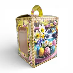 Коробка для великодньої паски з віконцем 14×14×18,7 см, подарункова, на 400 г - мініатюра 3