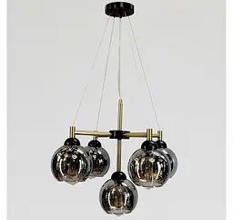 Підвісна люстра Artlight 7020/5 з п’ятьма графітовими скляними плафонами E27, чорний і латунь, від 12-19 м² - мініатюра 2