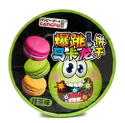 Печиво Макарон Gangfu Creamy Popping Candy зі смаком чаю Матча і вибуховою карамелью 80г - мініатюра 4