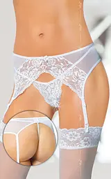 Пояс для панчох зі стрінгами Softline Garterbelt 3317, M/L (білий)