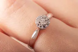 Каблучка з білого золота з діамантами 16 K-0196 - мініатюра 6