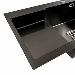 Кухонна мийка 78x50С R PVD чорна Platinum Handmade (поглиблена полиця, 3.0/1.0 мм), Чорний - мініатюра 5