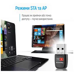 Мережева карта Wi-Fi ColorWay CW-AD-W1 - мініатюра 10