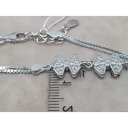 Срібний браслет TOP Silver Метелики з фіанітами. 550078Б - мініатюра 3