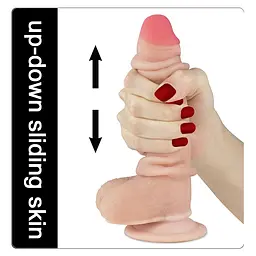 Фалоімітатор LoveToy Sliding Skin Dong 15.5 см тілесний - мініатюра 20