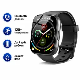 Смарт-годинник Poounur T80 з 1.95" HD дисплеєм Bluetooth дзвінками водонепроникний IP68 120 спортивних режимів чорний (SKU-143) - мініатюра 2