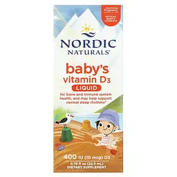 Витамин D3 и D3+K2 для детей Baby's Vitamin D3 400 IU 22,5 мл Nordic Naturals vit0006351