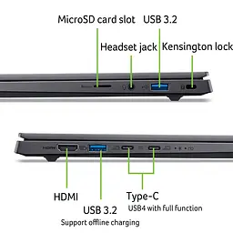Ноутбук ACER Swift X 14 AI OLED SFX14-61G-R6EF, AMD Ryzen AI 7 350 до 5.0GHz, 14.5" 2.8K Touch, 32GB, SSD 2TB, NVIDIA GeForce RTX 5060 8GB, Windows 11 Home - мініатюра 11