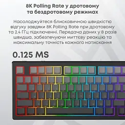 Клавіатура Ajazz AK820 V2 White Peach Switch Wireless/Bluetooth/USB UA Black/Gray (AK820-V2-WP-S-BG) - мініатюра 8