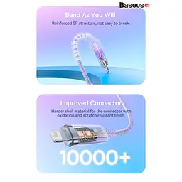 Кабель Baseus Explorer Series Fast Charging Cable with Smart Temperature Control Cable USB to Lightning 2.4A 1m CATS010005 Purple - мініатюра 9