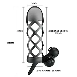 Насадка на член Pretty Love Vibro Penis Sleeve Black I, 13.5х3.6 см - мініатюра 3