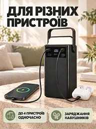 Портативний акумулятор 60000 mAh 22.5W зі швидкою зарядкою та LED-ліхтарем для смартфонів Чорний (37261159) - мініатюра 9