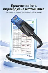 Мережевий патч-корд Ethernet Vention 8 м LAN-кабель Cat6A UTP до 10 Гбіт/с штекери RJ45 8P8C з обох кінців хрестоподібний розділювач пар для зменшення перехресних перешкод текстурована гнучка PVC-оболонка гнучкі язички фіксації для зручного від’єднання чорний із напівпрозорими синіми корпусами конекторів (ISCBK) - мініатюра 10
