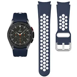 Браслет Galaxy Uniq для Samsung Galaxy Watch 6 Classic 43mm 6 Classic 47mm - синьо-білий ширина кріплення 20мм силікон Watchbands (W40-4WB56377686) - мініатюра 3