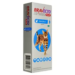 Засіб від паразитів Bravecto Plus Spot-on, для котів вагою 2,8-6,25 кг, 250 мг - мініатюра 3