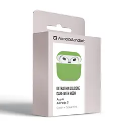 Силіконовий чохол для навушників Apple AirPods 3, Ultrathin Silicone Case, зелений, захисний чохол, ультратонкий і легкий, захист від подряпин і пилу, м"який силікон, ArmorStandart (ARM60305) - мініатюра 3