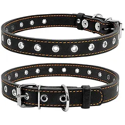 Нашийник для собак Collar, шкіряний, безрозмірний, 69х3,5 см, чорний - мініатюра 4